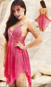 Romantic Lace & Sheer Nightgown – Blush Pink Elegance